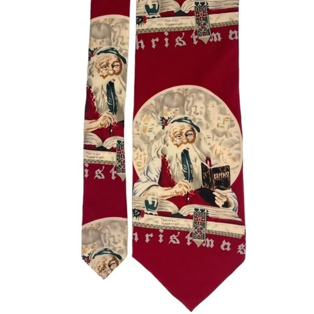 Norman Rockwell The Saturday Evening Post Santa Christmas Vintage Hand Sewn Silk